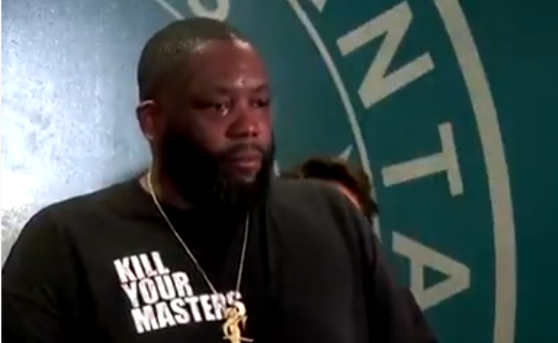 Atlanta-based rapper and activist Michael Render, who is known as Killer Mike, speaks alongside Mayor Keisha Lance Bottoms and police Chief Erika Shields Friday, May 29, 2020.