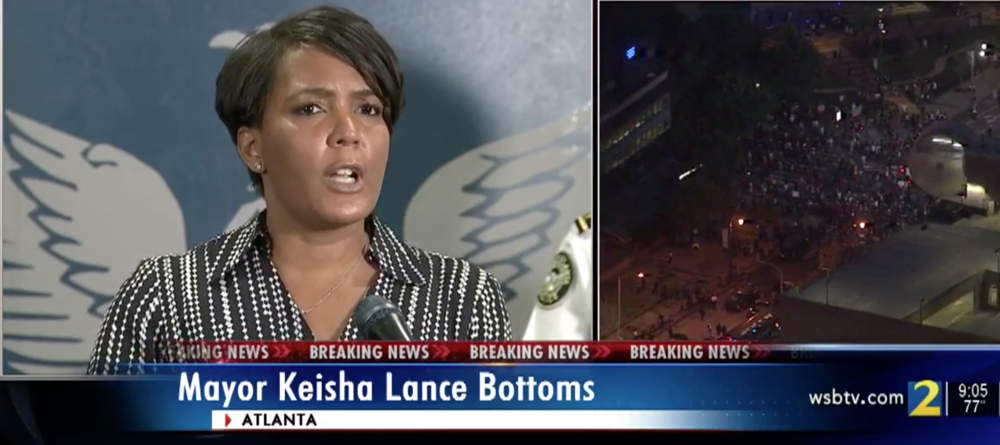Atlanta Mayor Keisha Lance Bottoms speaks out against destructive protests in the city of Atlanta Friday, May 29, 2020.