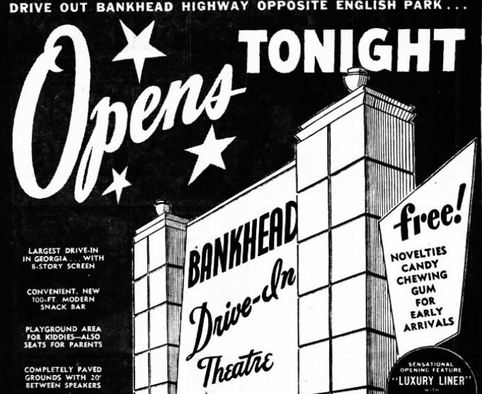 A 1950 Advertisement for the Bankhead drive-in theater.