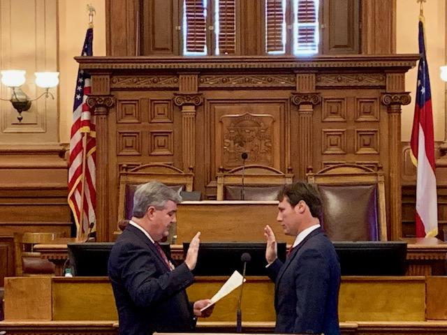 James Burchett (R-Waycross) was sworn into House seat 176 Monday morning before work in the chamber got underway.
