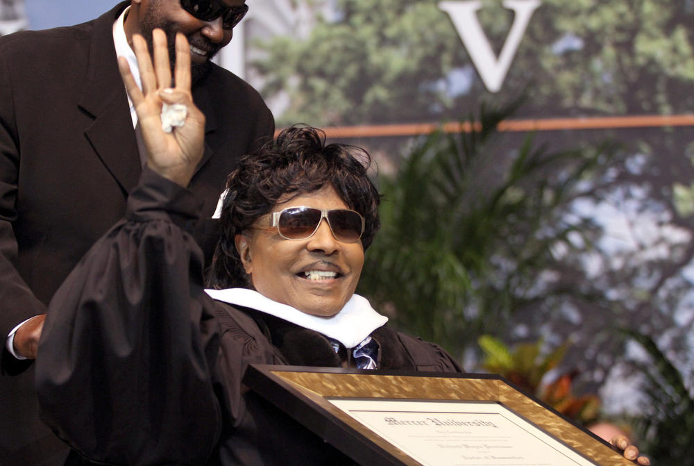 Little Richard on the campus of Mercer University after receiving his honorary degree