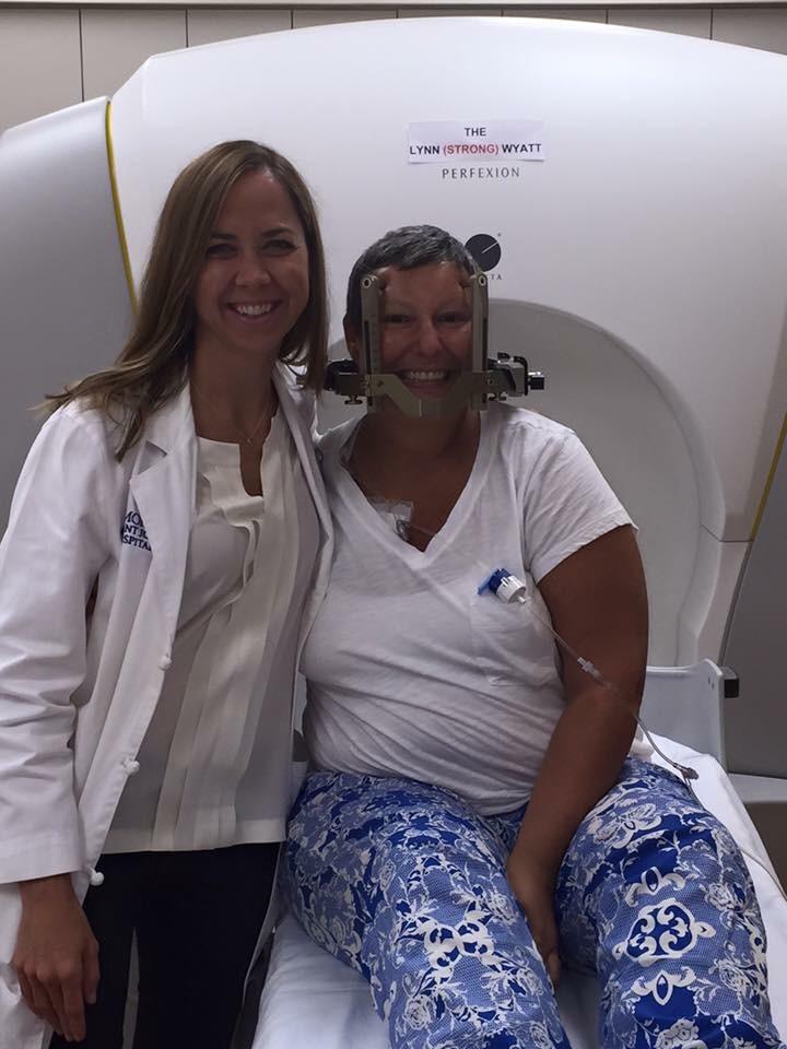 Dr. Shannon Kahn with Lynn Wyatt who underwent Gamma Knife surgery to treat her cancer