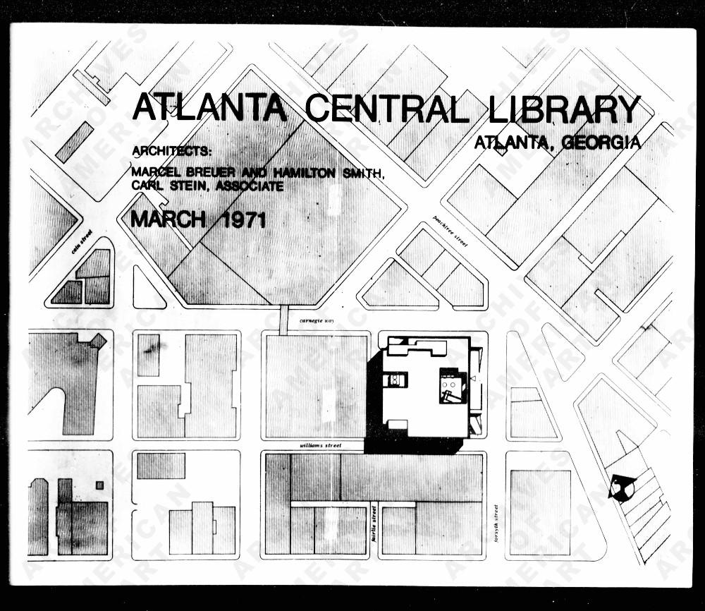 The cover of Marcel Breuer's plans for the Central Library.
