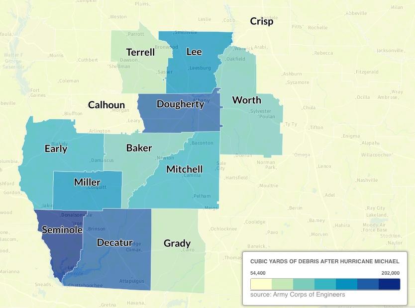 MAP: Where Hurricane Michael debris has been collected most. 