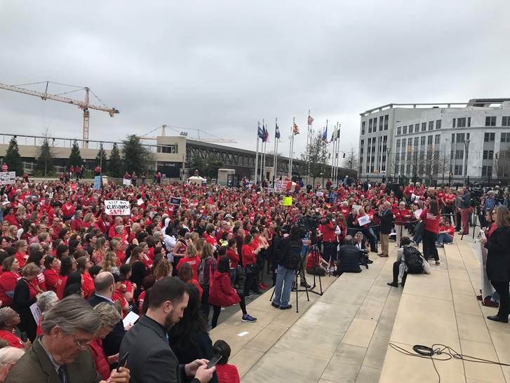 Members of Mothers Demand Action and Everytown for Gun Safety rally outside the Georgia State Capitol in favor of gun control, February 21, 2018.