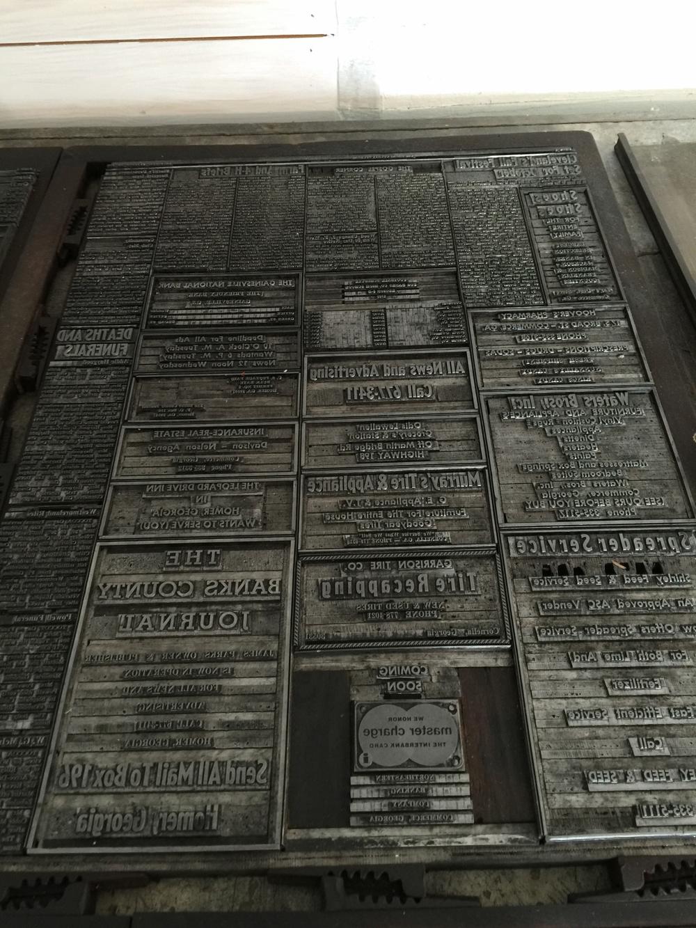 Printing plate for the Banks County Journal.