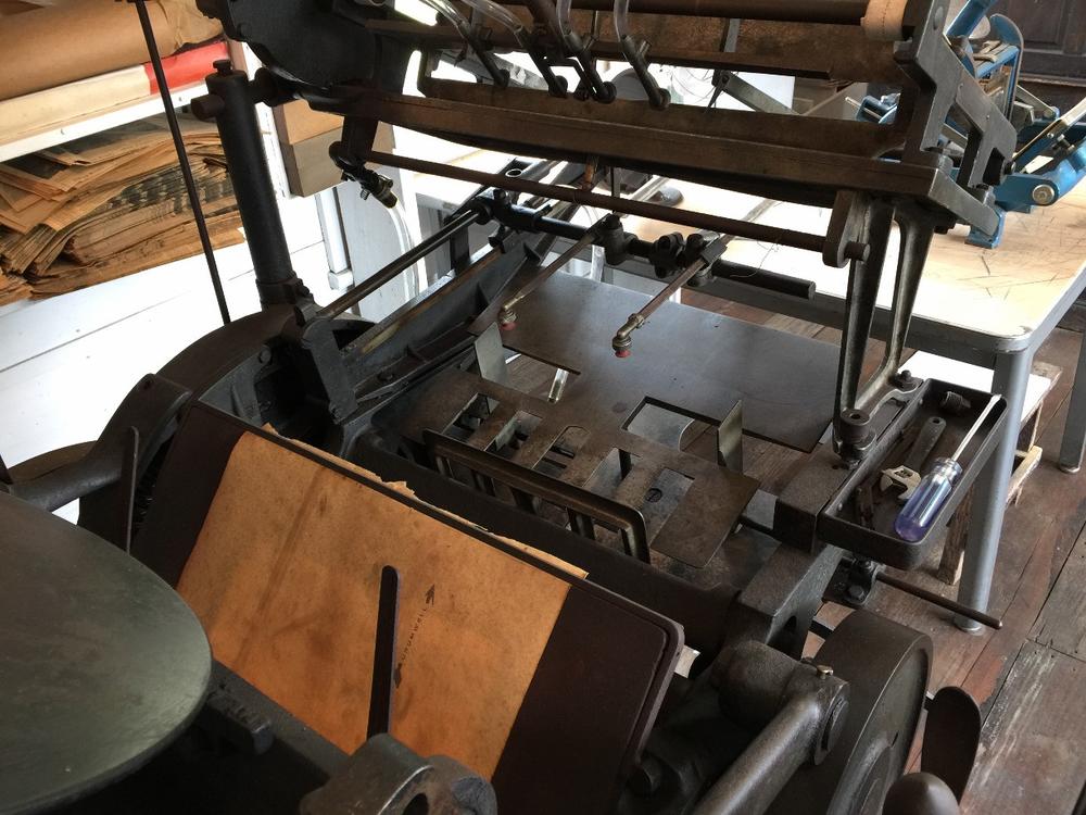 This automated press was used for larger jobs. 