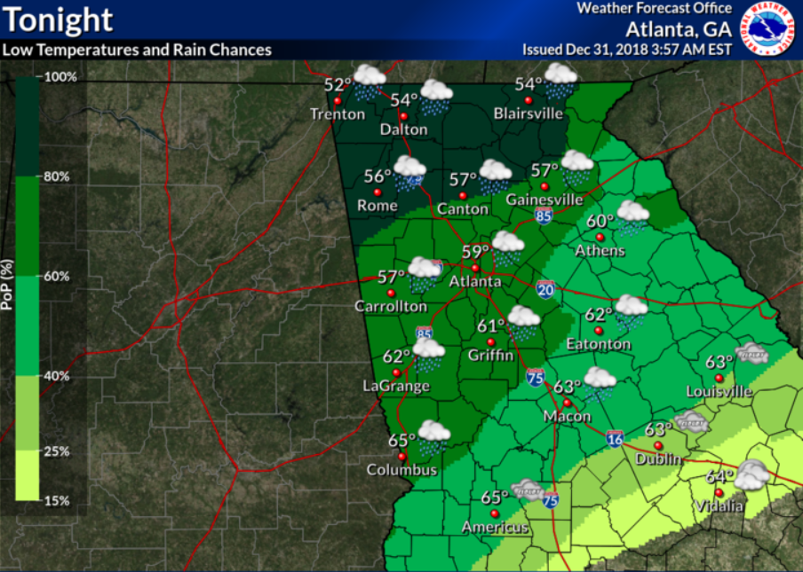 Expected rainfall Monday