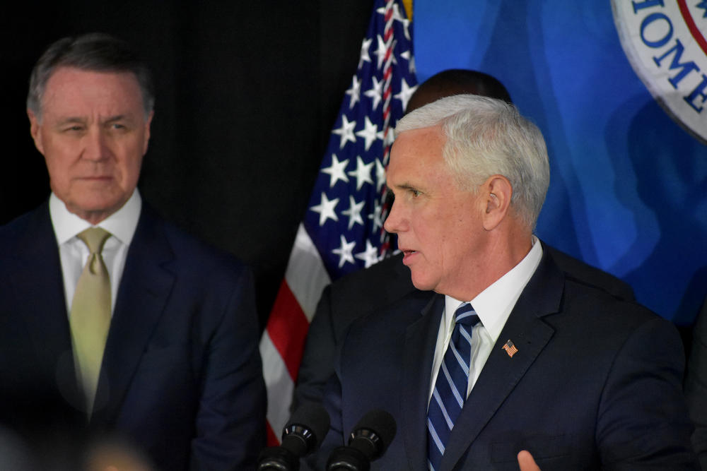 Vice President Mike Pence speaks to Immigrations and Customs Enforcement agents in Atlanta Thursday, March 21, 2019.