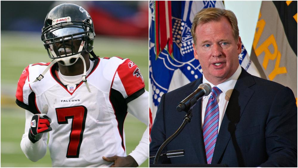 NFL commissioner Roger Goodell (right) says former Falcons' QB Michael Vick (left) will be a part of the league's Pro Bowl game next month despite a popular petition asking Vick to be barred from the event.