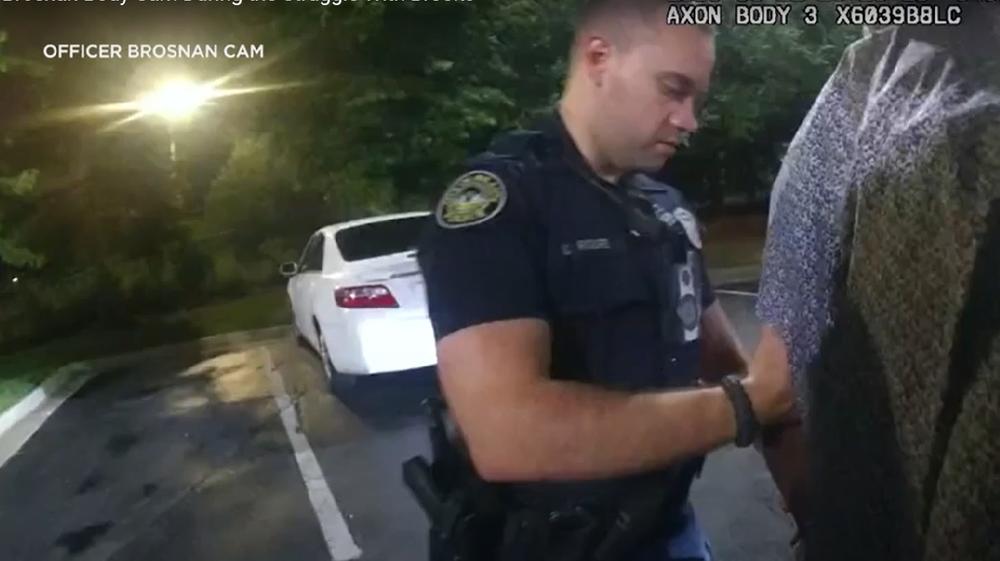 Atlanta Police officer Garrett Rolfe as he tried to take Rayshard Brooks into custody. Rolfe was fired after he fatally shot Brooks.