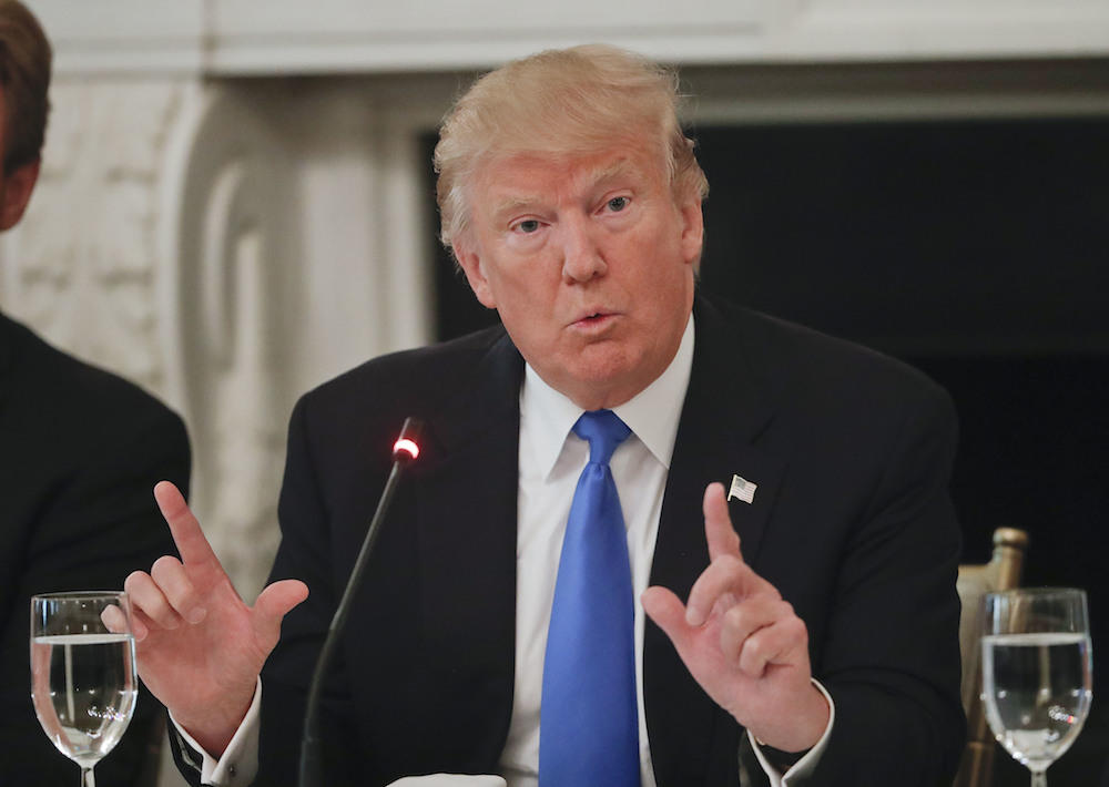 President Donald Trump speaks at a luncheon with GOP leadership, Wednesday, July 19, 2017, in the State Dinning Room of the White House in Washington. 