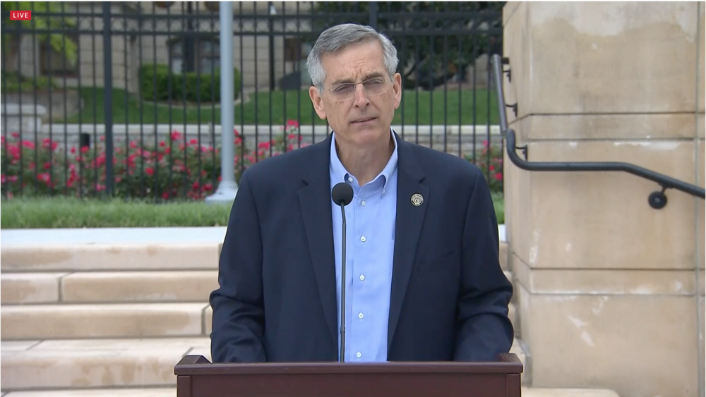 Secretary of State Brad Raffensperger announces a milestone in absentee voting for the June 9 primary.