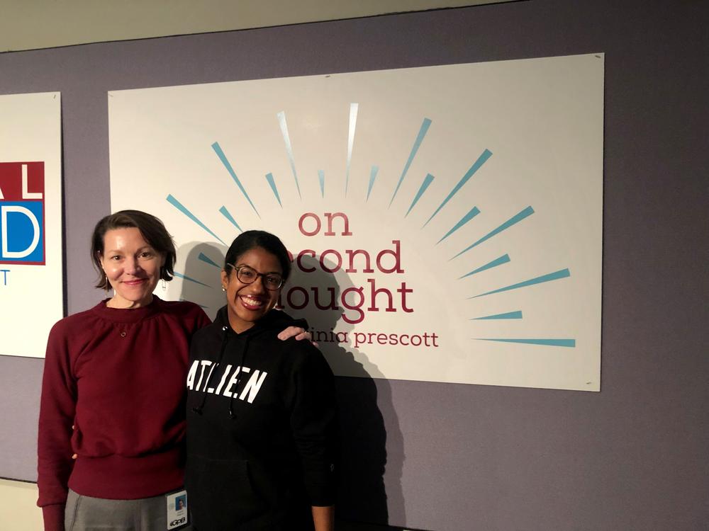 Brown pictured with "On Second Thought" host Virginia Prescott. 