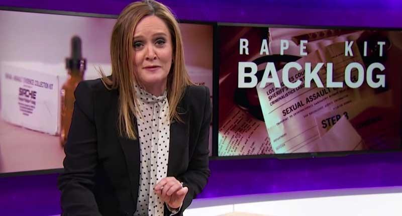 TBS host Samantha Bee talks about the large backlogs of untested rape kits on her show in March 2016.