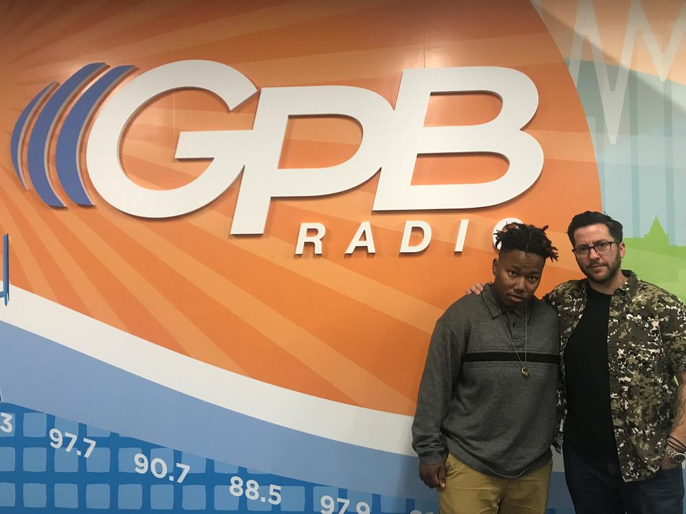 Power lifter Rese Weaver and filmmaker T. Cooper at the GPB Radio studio in Atlanta.