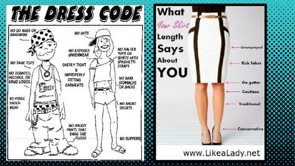 An image shown to students at Rome High school to explain new dress code requirements. 