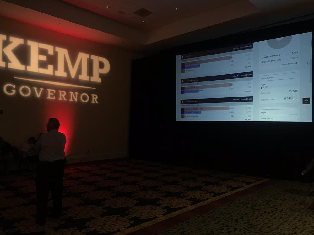 Live at 7:38 p.m. from the Brian Kemp watch party.