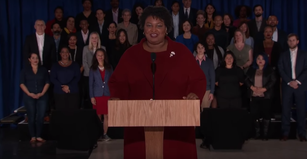 Democrat Stacey Abrams delivers the response to the State of the Union address in downtown Atlanta Tuesday, Feb. 5, 2019