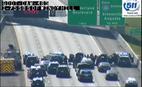 Police have I-75 South in Cobb County shutdown.