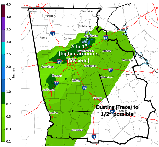 Friday-Friday night snowfall forecast.