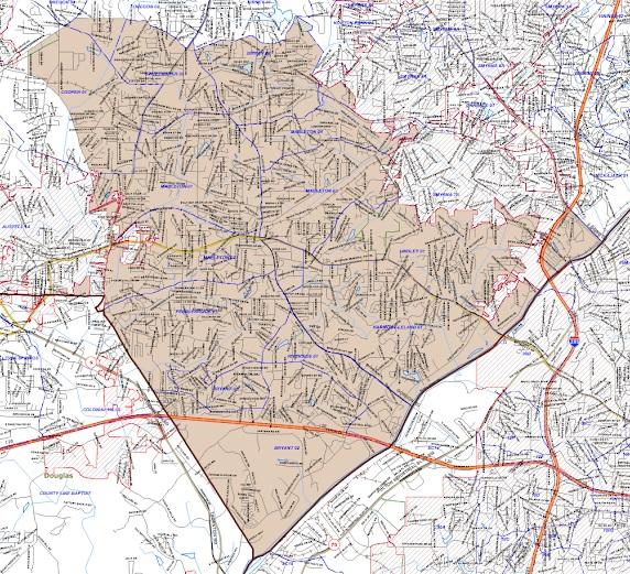 The boundaries for the proposed city in South Cobb.