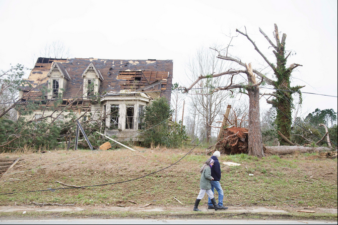 One of the historic homes destroyed by the storm in Talbotton.