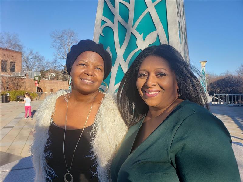 Carla Griffin (left) and Alysa Armstrong-Gibbs (right) were among the mothers who went to court to support Diana Elliott's hearing for leaving her disabled son at Grady Memorial Hospital in Atlanta.