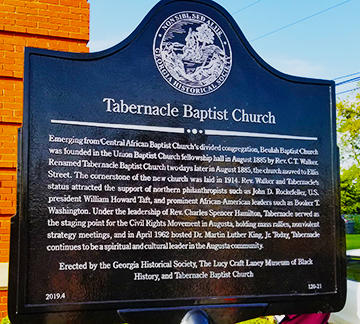 Civil Rights Trail Historical Marker installed at Tabernacle Baptist Church in Augusta