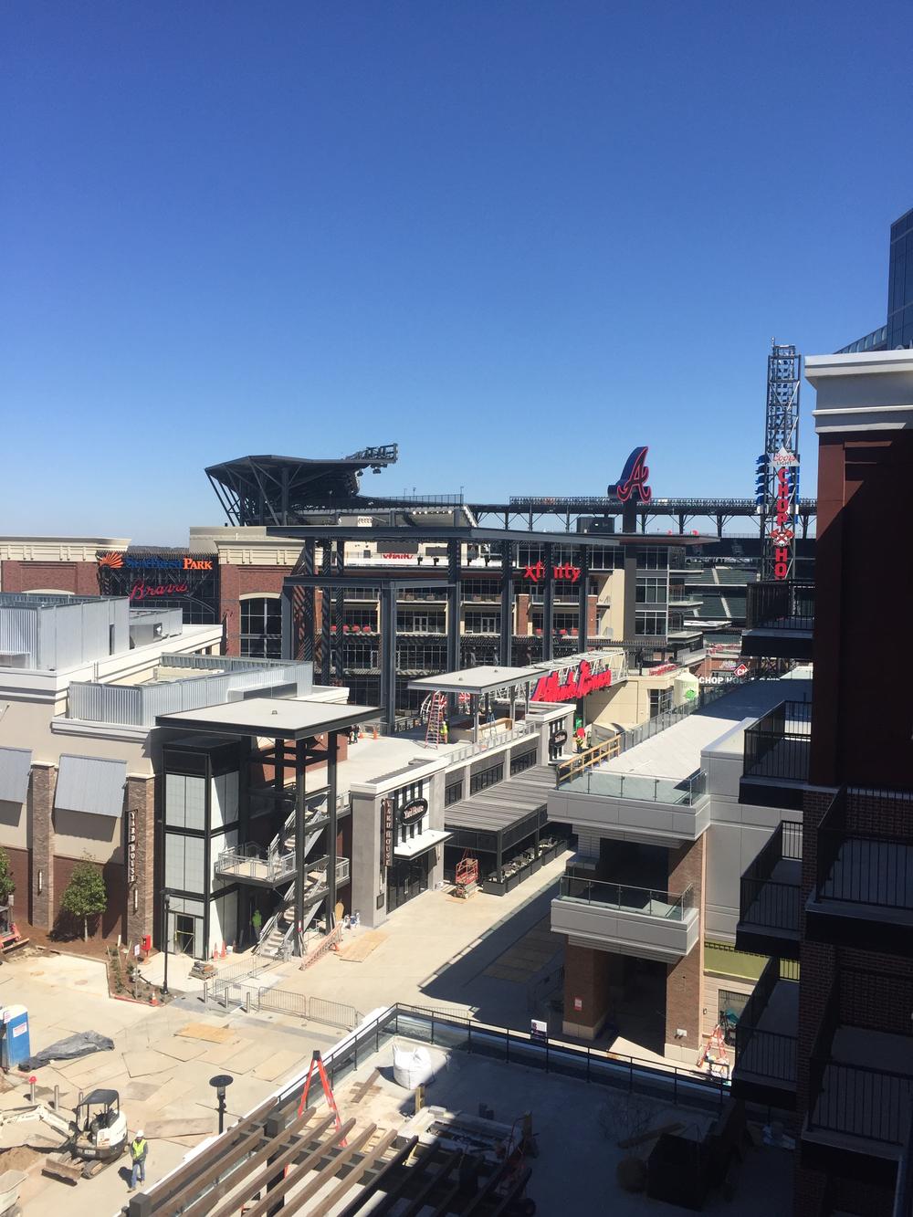 The view of SunTrust Park from The Battery apartments