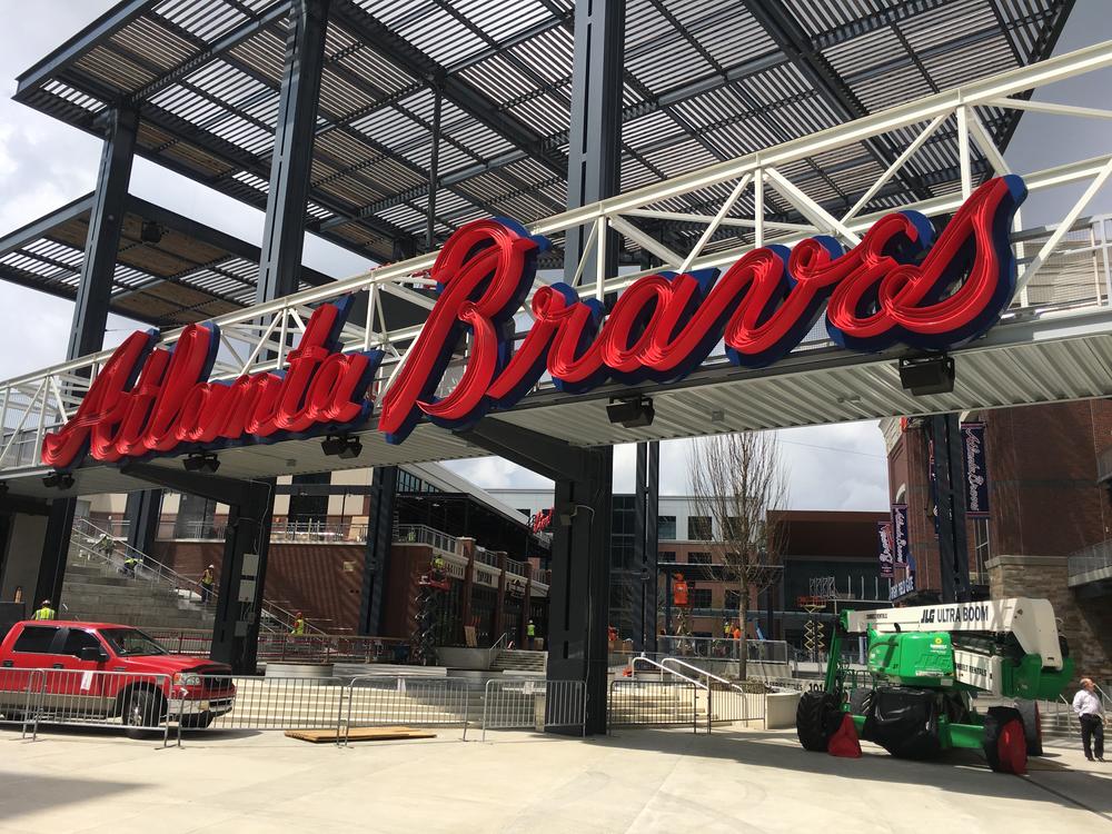 A view of SunTrust Park's plaza from The Battery