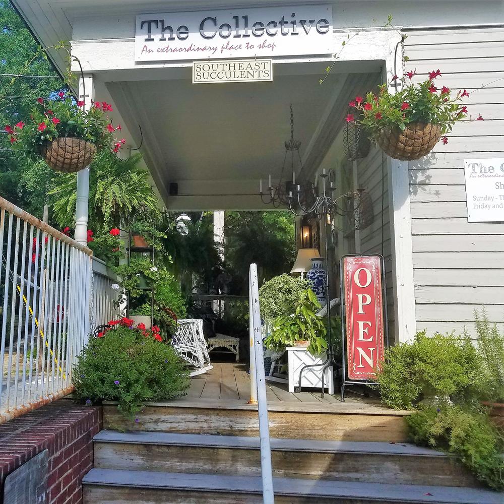 The entrance to The Collective, a store that sits on the opposite end of the Krog Street Market parking lot. 