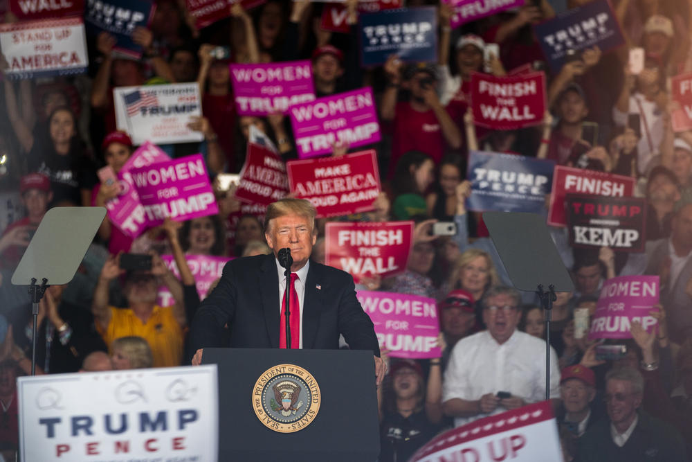 President Trump takes the stage for Brian Kemp in Macon. 