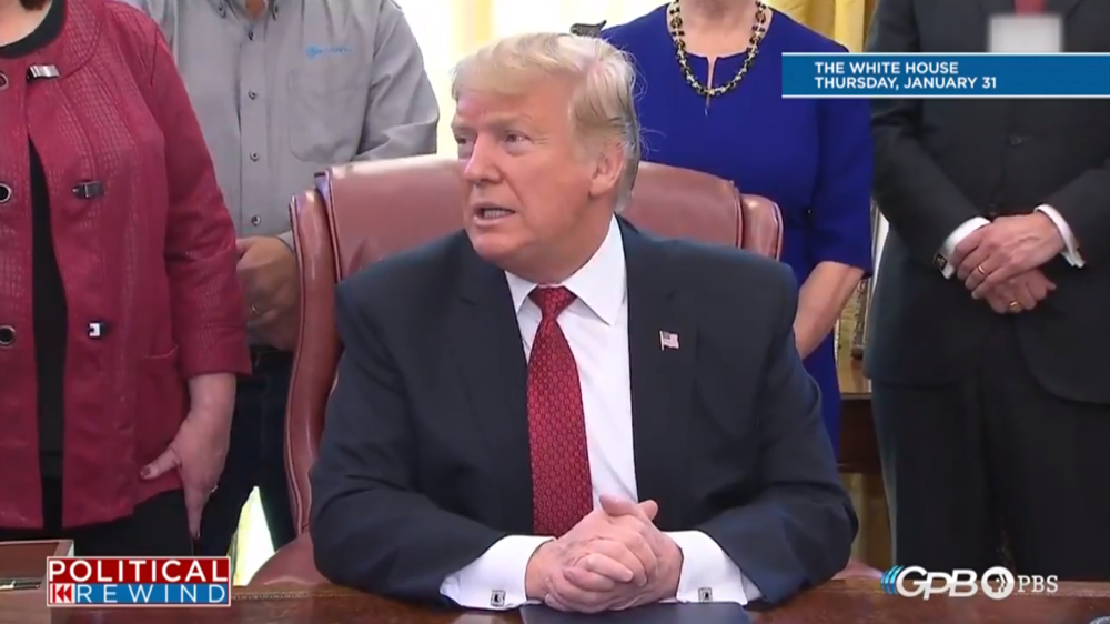 Donald Trump speaking at the White House Thursday, January 31, 2019.