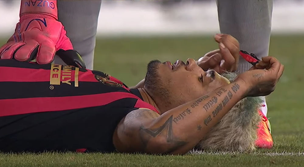 Josef Martinez suffered an ACL tear during Atlanta United's MLS season opener in Nashville on Feb. 29, 2020. 