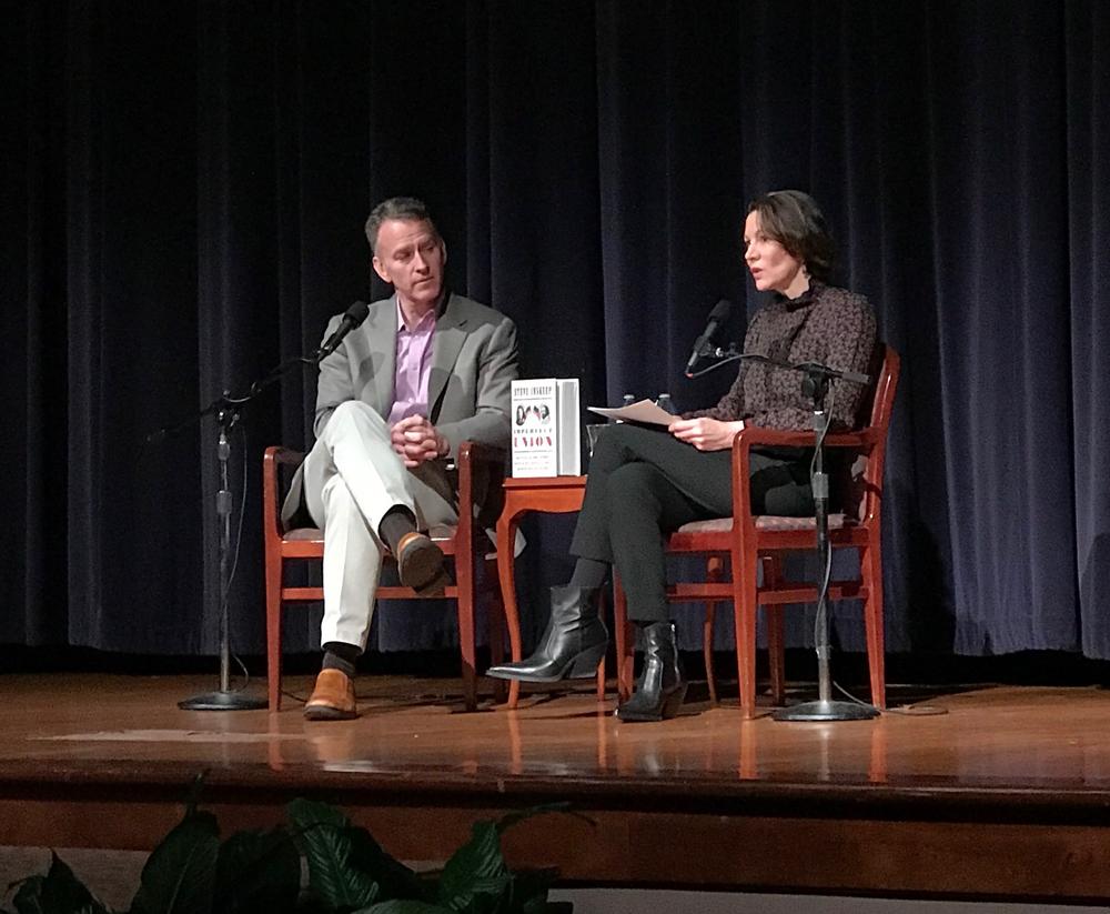 "On Second Thought" host Virginia Prescott interviewed NPR "Morning Edition" anchor Steve Inskeep onstage at The Carter Presidential Library on Jan. 21 at an event for A Cappella Books.