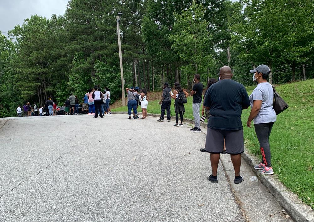 A common sight at Tuesday's polls in many Georgia counties; long lines, long wait times to vote. This photo from a polling location in metro Atlanta.