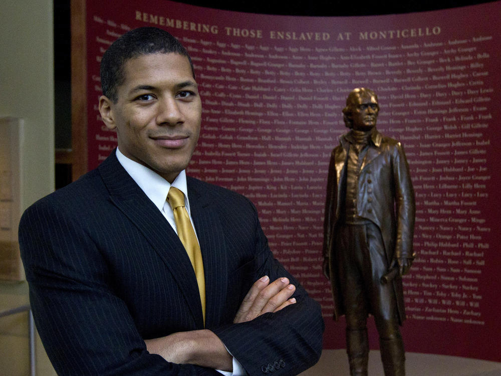 Shannon LaNier poses at the Smithsonian's National Museum of American History in Washington, D.C. in 2012. LaNier is a descendant of Thomas Jefferson and Sally Hemings.