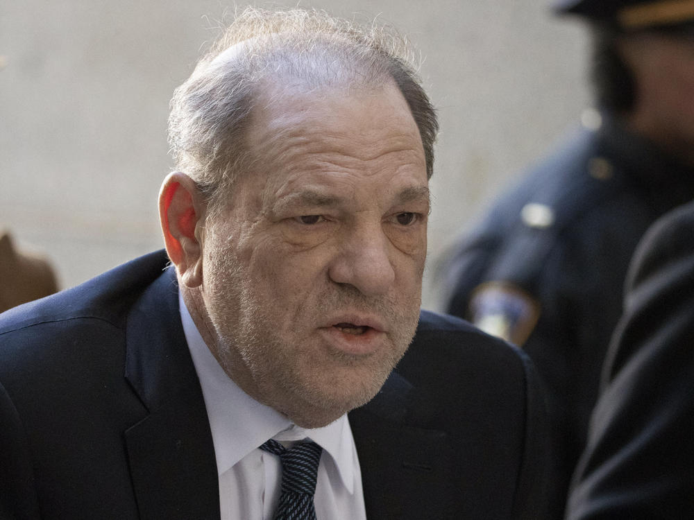 Harvey Weinstein arrives at a Manhattan court on Feb. 21, 2020, during jury deliberations in his rape trial in New York. Weinstein was found guilty and is serving a 23-year sentence for sexually assaulting one woman and raping another. He is appealing the verdict while also facing rape and sexual assault charges in Los Angeles.