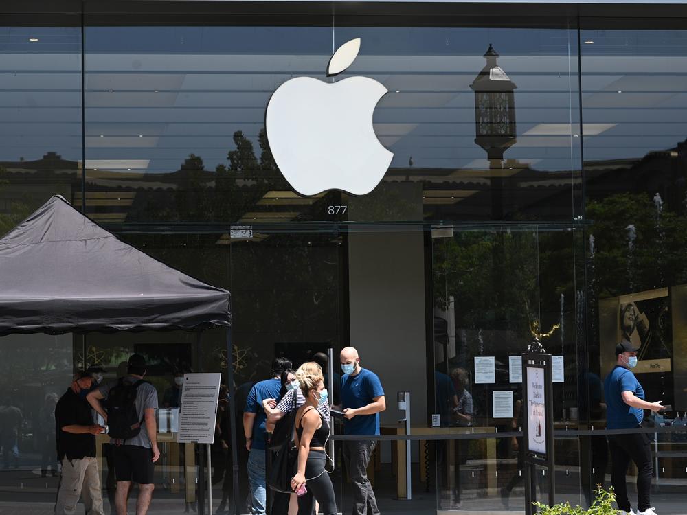People enter an Apple Store at  in Glendale, Calif., on June 23.The second-highest court in the European Union says Ireland's tax break for Apple did not represent an unfair advantage.
