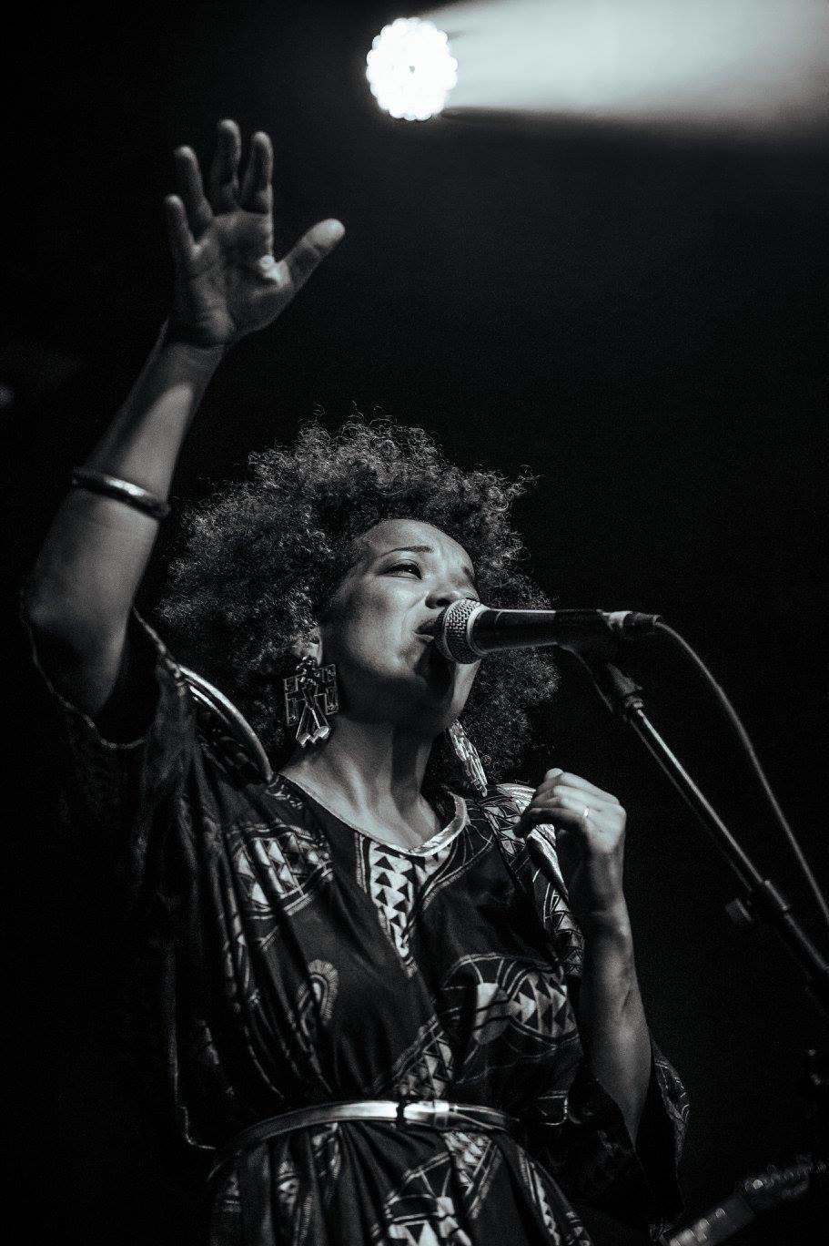 Bernard, who performs under the name Kate Priestley, onstage with her band KP and the Boom Boom in 2016. The pandemic has put the band's live performances on hold.