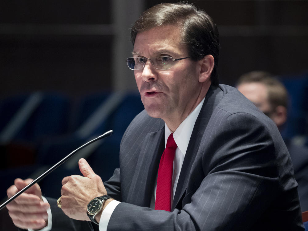 Defense Secretary Mark Esper, shown here on Capitol Hill earlier this month, has effectively banned the Confederate battle flag from U.S. military installations.