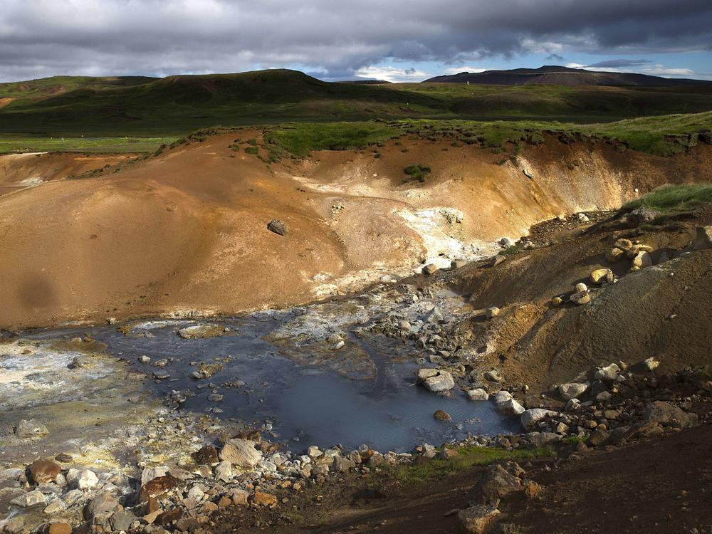 View of Seltun geothermal field in Krysuvik on the Reykjanes peninsula in southwestern Iceland on July 5, 2014.