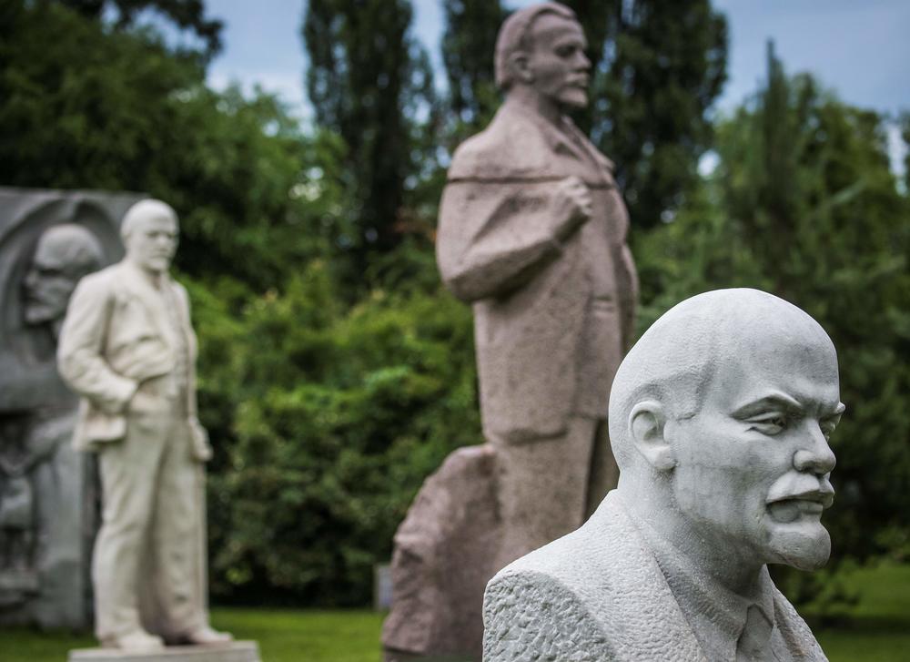 Sculptures of Vladimir Lenin, founder of the Soviet Union, at the Muzeon in Moscow.