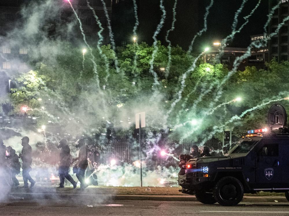 After covering anti-police brutality protests in May, photojournalists Nicole Hester, Matthew Hatcher and Seth Herald (who took this photo) were shot with rubber pellets by Detroit Police Cpl. Daniel Debono in an 