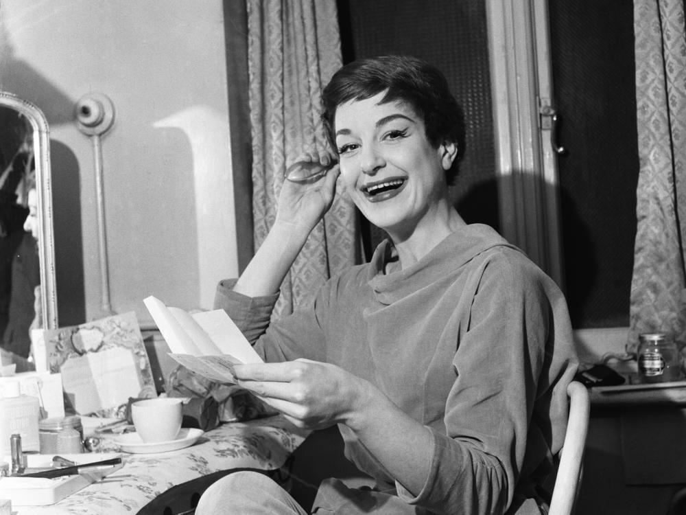 Annie Ross, photographed on March 1, 1956 backstage at St. Martins Theatre in West London.