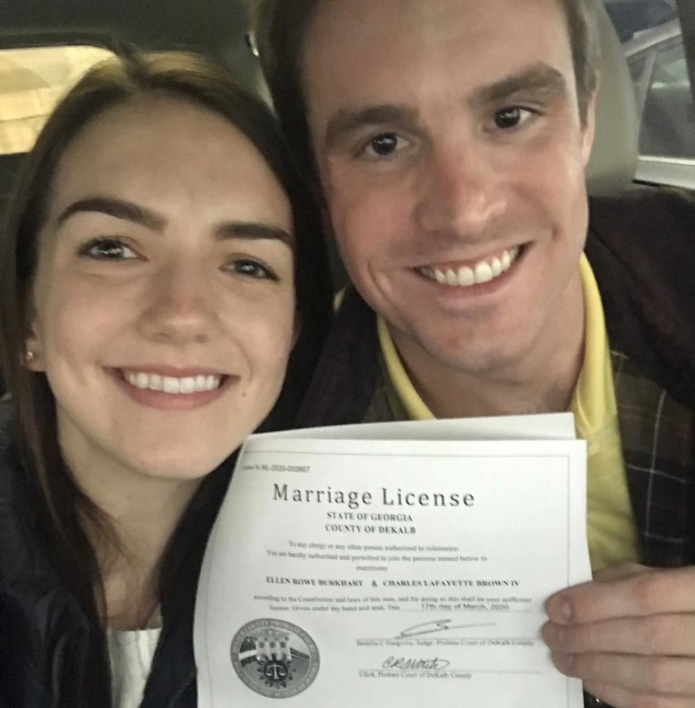 Chase and Ellen Brown rushed to secure a marriage license, so they could move forward with their new wedding plans.
