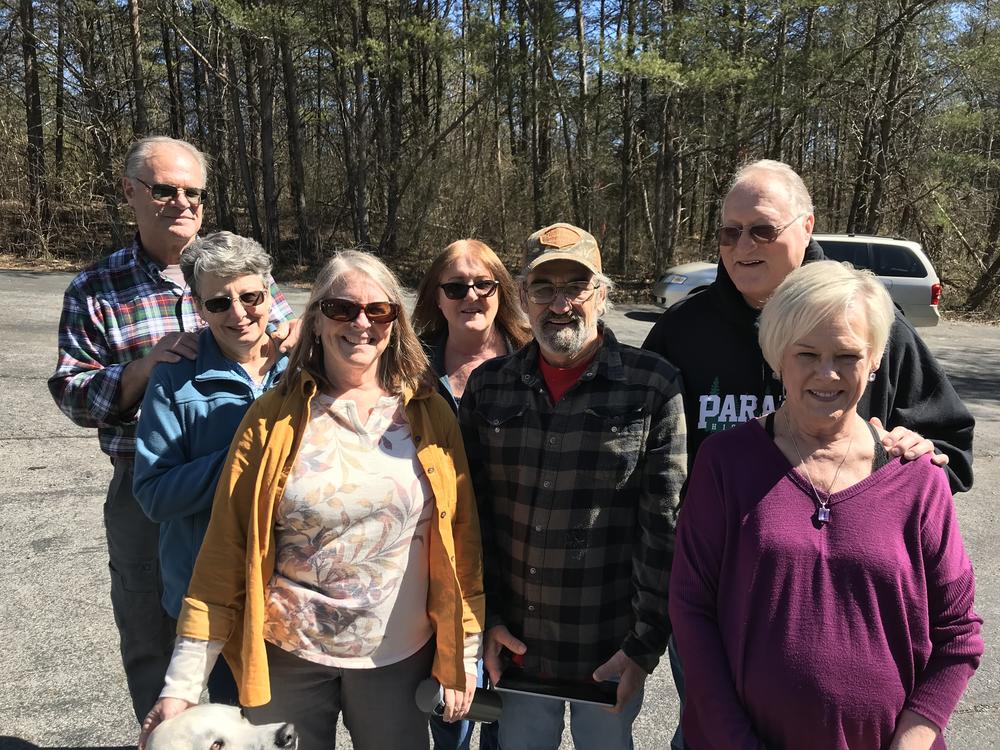 A group of Camp Fire survivors meet at the Cumberland Plateau Baptist Association in Crossville, Tenn., for their first reunion, which was organized by Dan and Sherry Wentland.