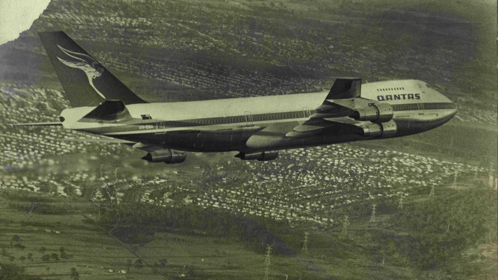 Qantas' first Boeing 747B, the Jumbo Jet, named the 
