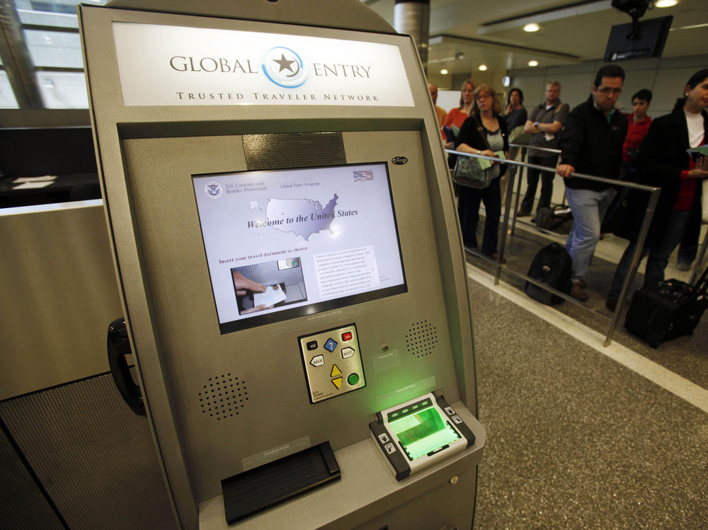 A Global Entry Trusted Traveler Network kiosk awaits arriving international passengers who are registered for the service at Los Angeles International Airport in 2010.